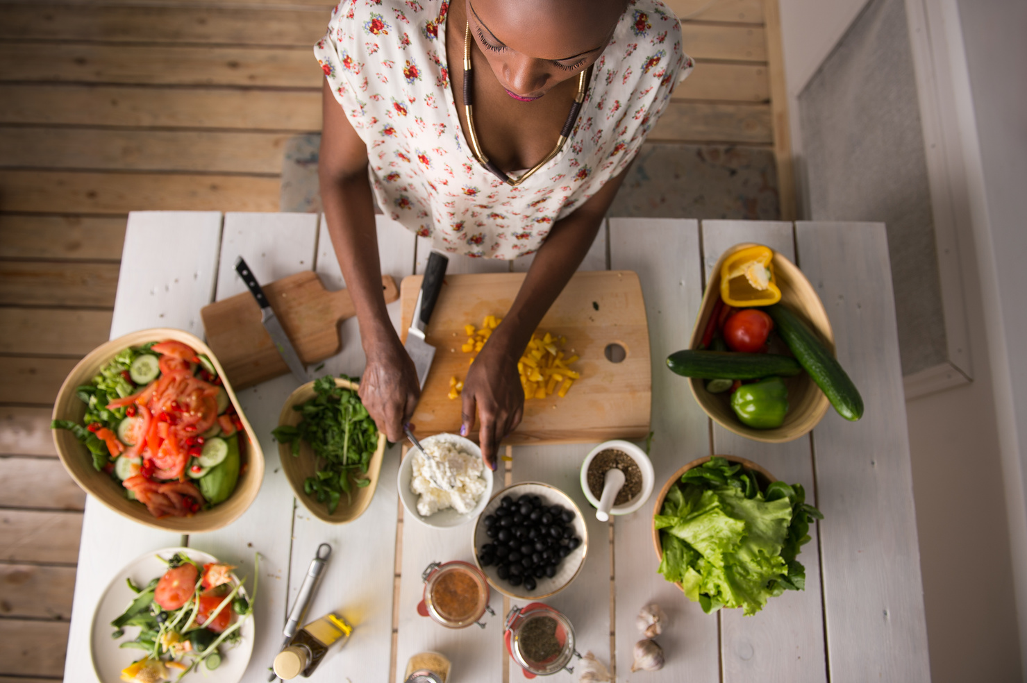 Woman Cooking Salad